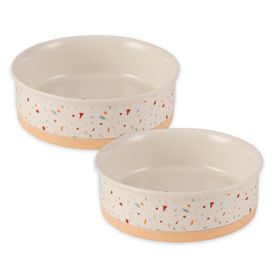 Terrazzo Pet Bowl Set/2, Large 3.75 C. Capacity