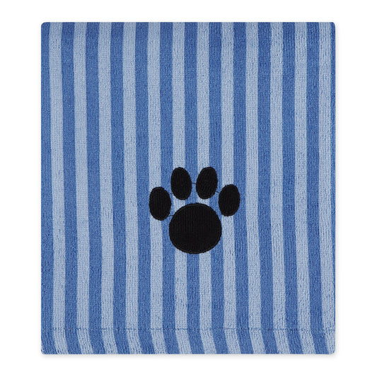 Bone Dry Stripe Pet Towel, Absorbent Microfiber, Blue, Large - 41x23.5"