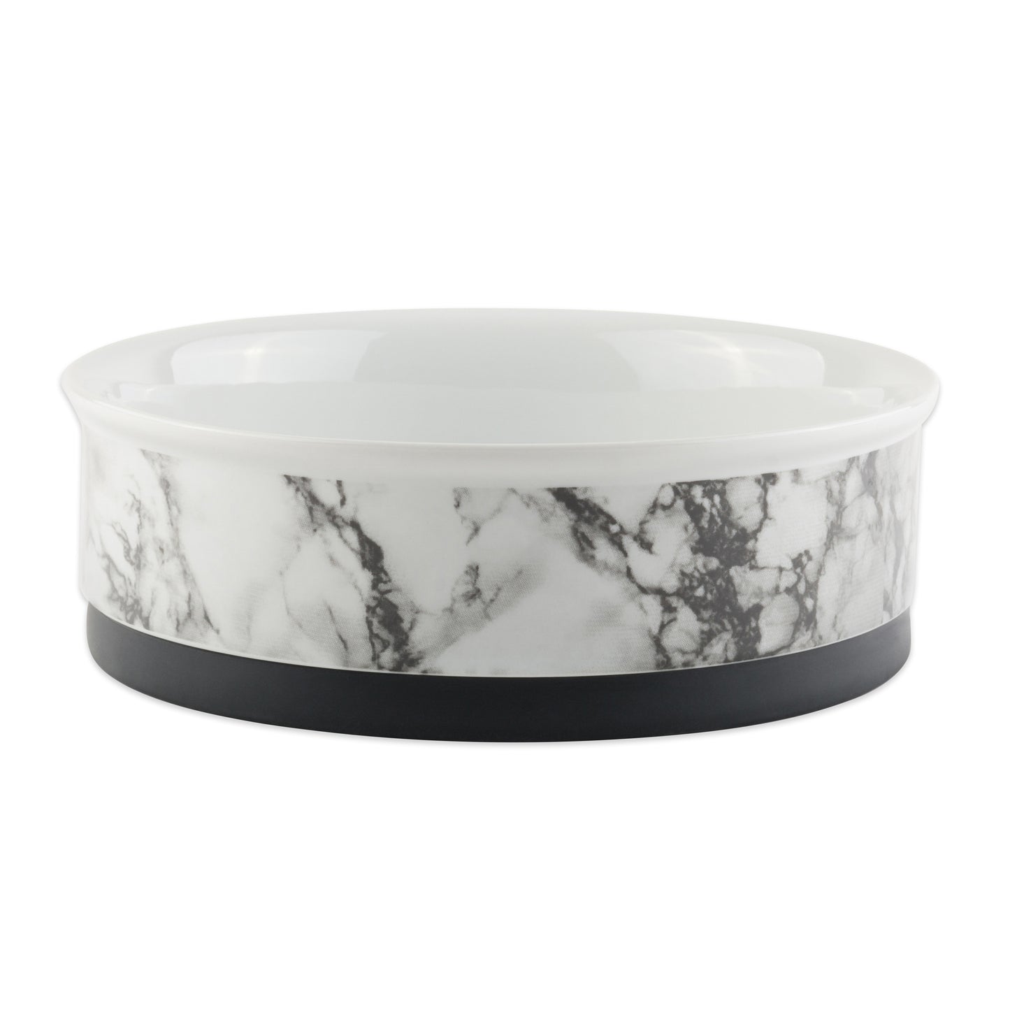 White Marble Pet Bowl Set/2, Large 3.75 C. Capacity