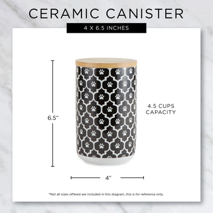 Gray Paw Lattice Print Ceramic Treat Canister