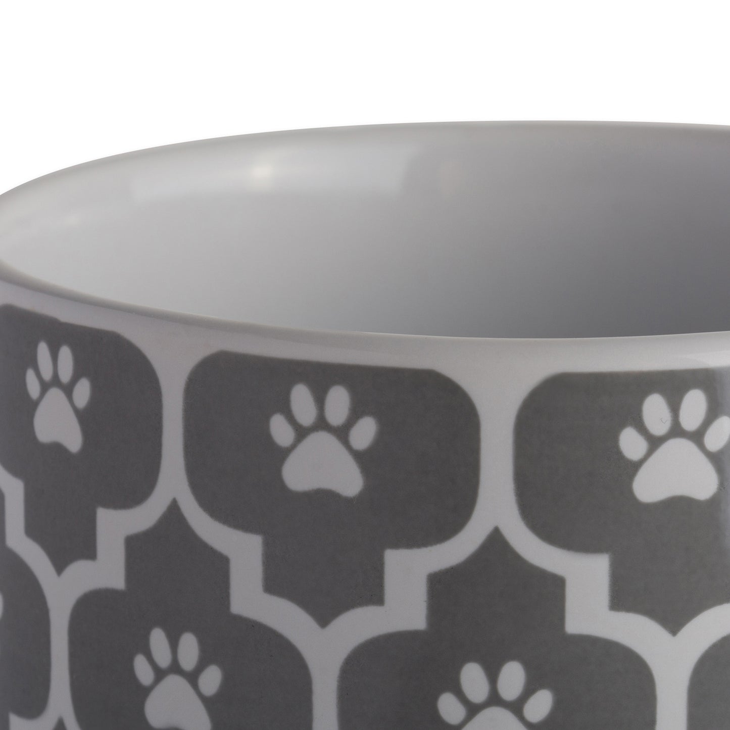 Gray Lattice Paw Print Pet Treat Canister - 4.5 Cup Capacity