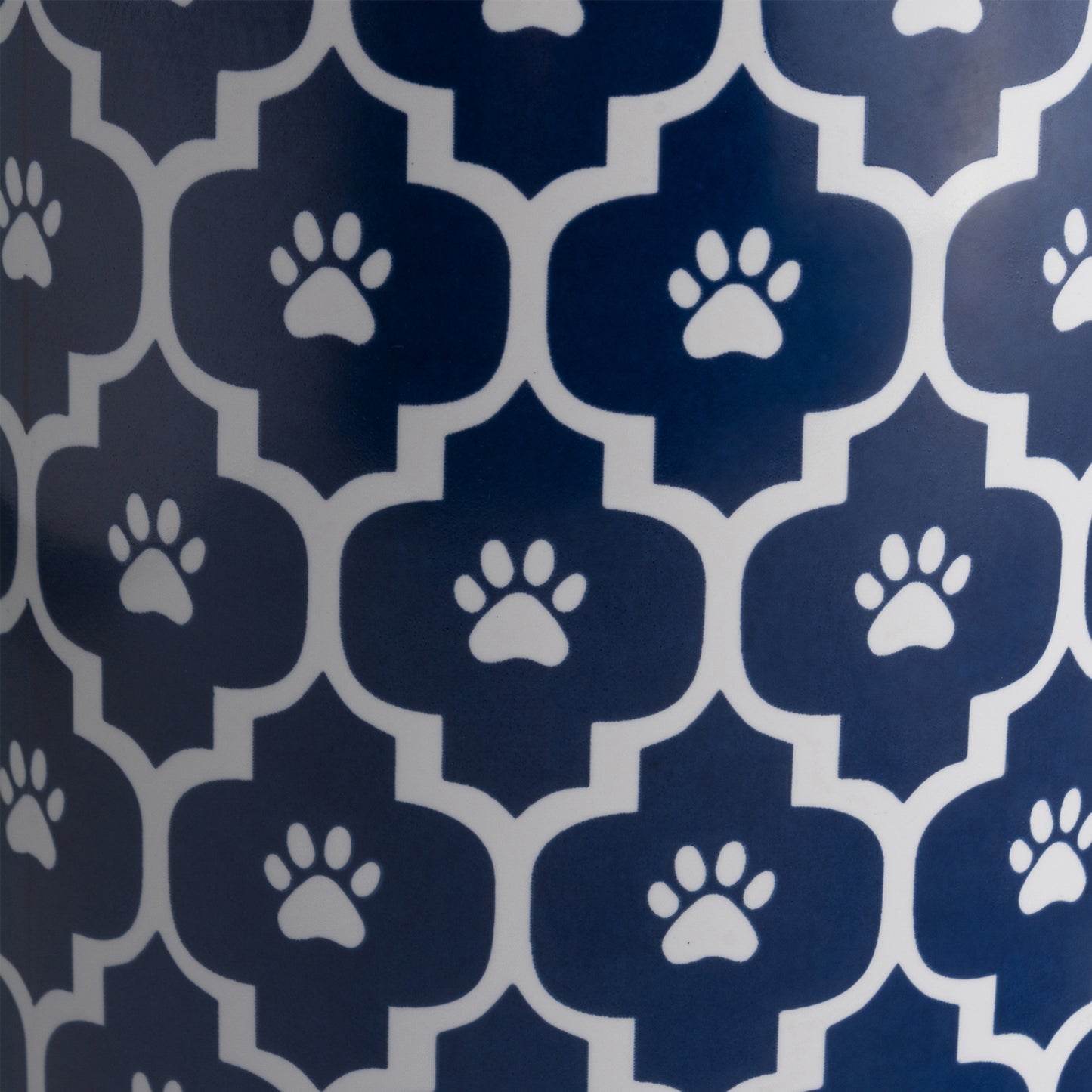 Nautical Blue Lattice Paw Print Pet Treat Canister - 4.5 Cup Capacity