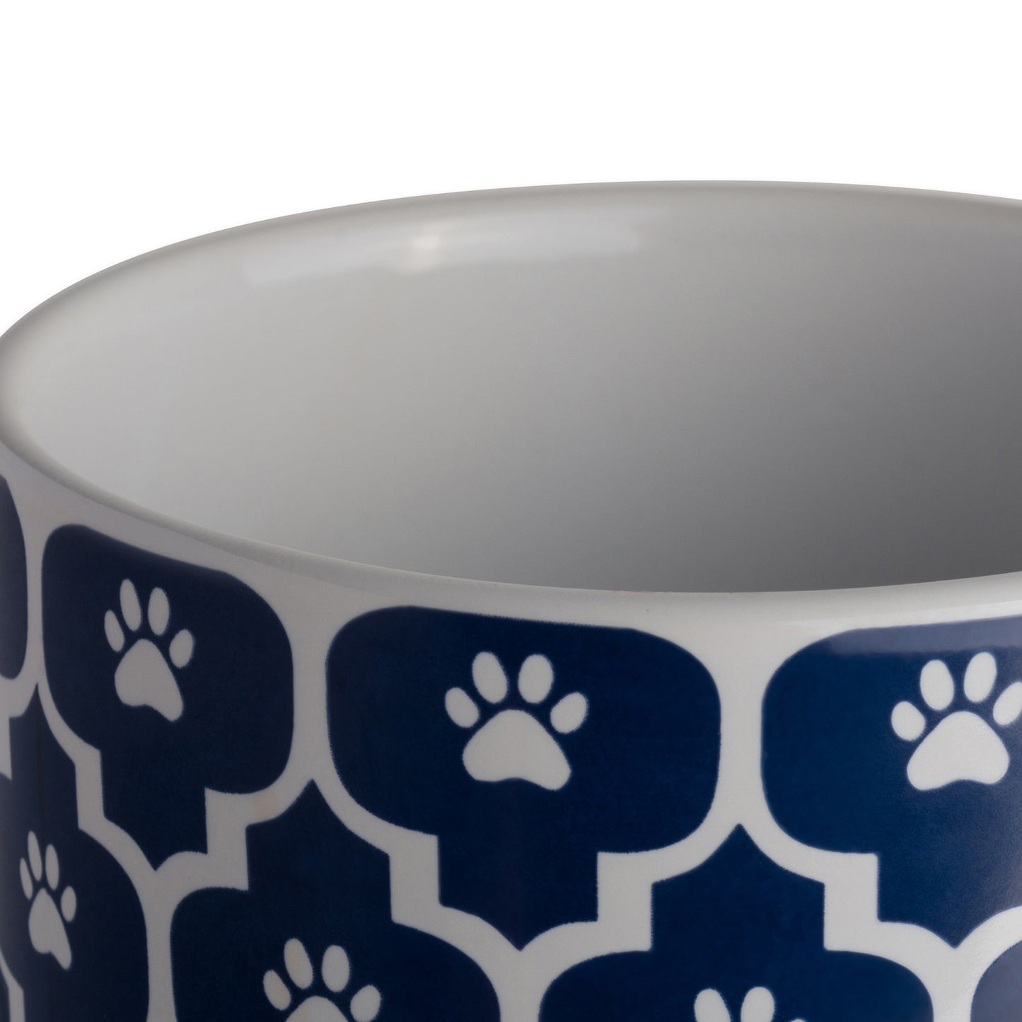 Nautical Blue Lattice Paw Print Pet Treat Canister - 4.5 Cup Capacity