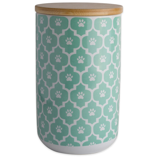 Aqua Paw Lattice Print Ceramic Treat Canister