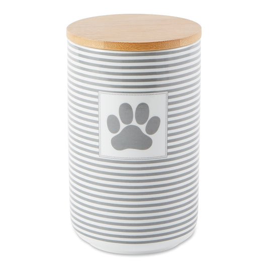 Gray Striped Paw Patch Pet Treat Canister - 4.5 Cup Capacity