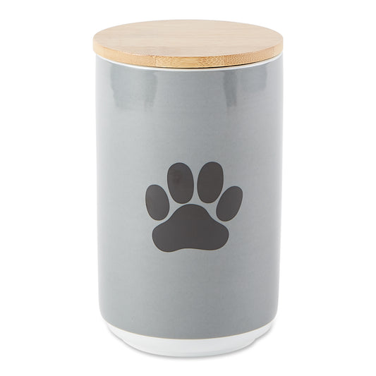 Gray Paw Print Pet Treat Canister - 4.5 Cup Capacity