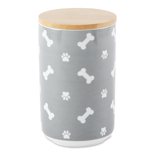 Gray Bone & Paw Print Pet Treat Canister - 4.5 Cup Capacity