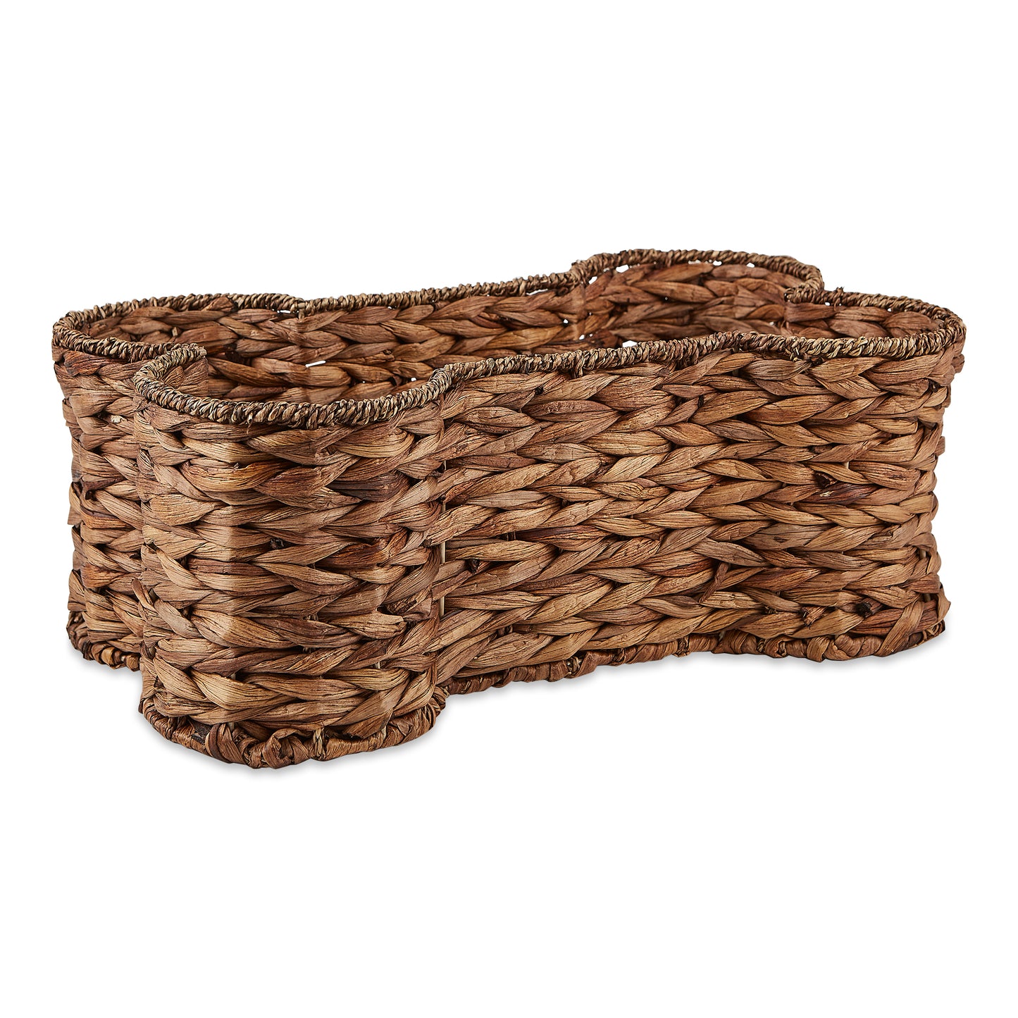 Bone Dry Hyacinth Pet Storage Basket, Bone Shaped, Brown, Large - 24x15x9"