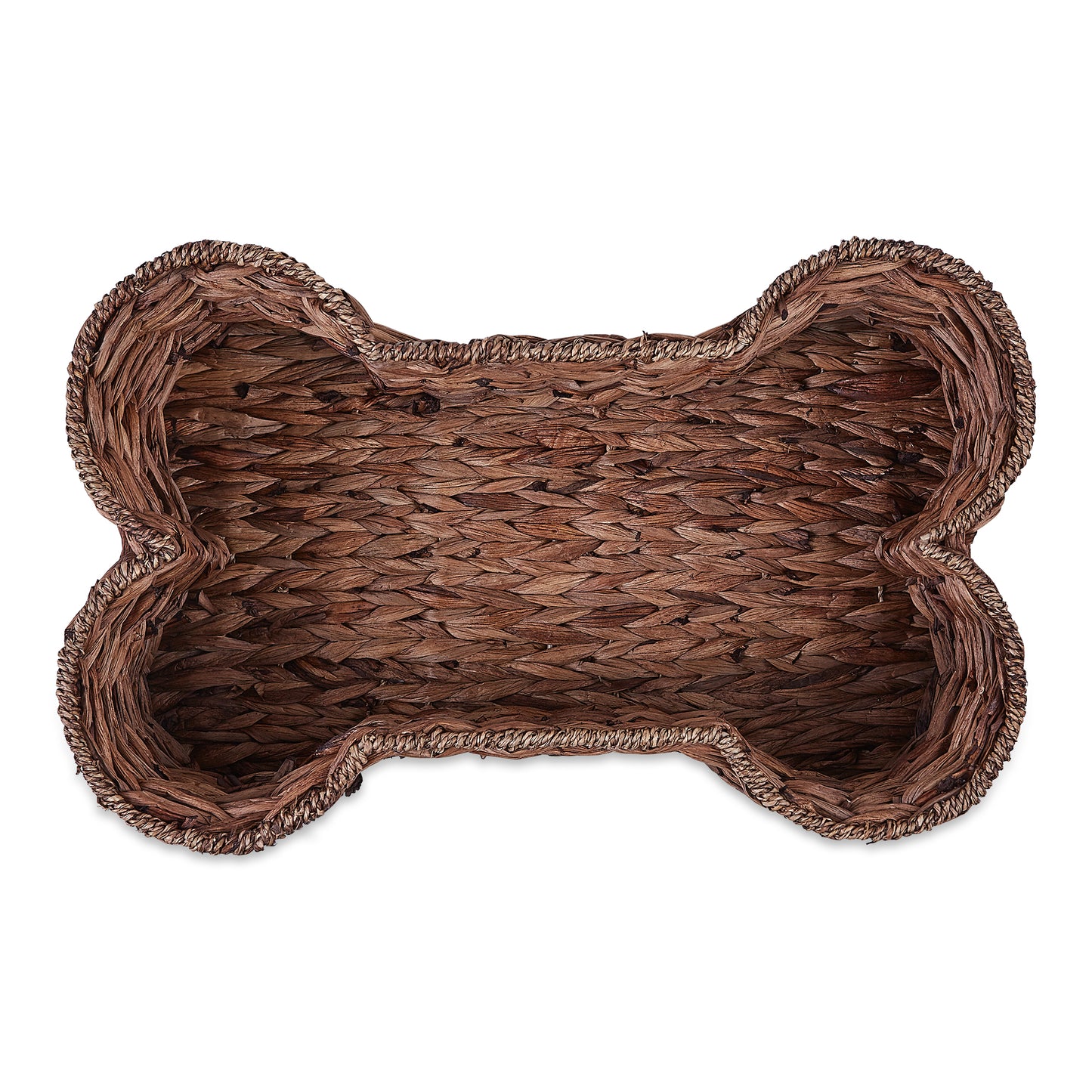 Bone Dry Hyacinth Pet Storage Basket, Bone Shaped, Brown, Large - 24x15x9"