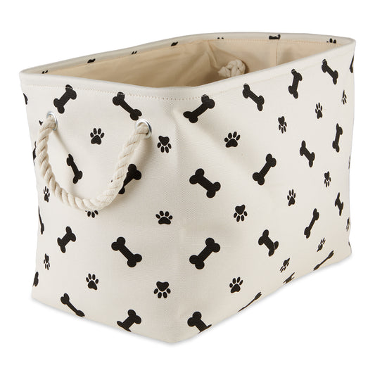 Bone Dry Collapsible Pet Storage Bin, Paw/Bone Print, Black, Small - 14x8x9"