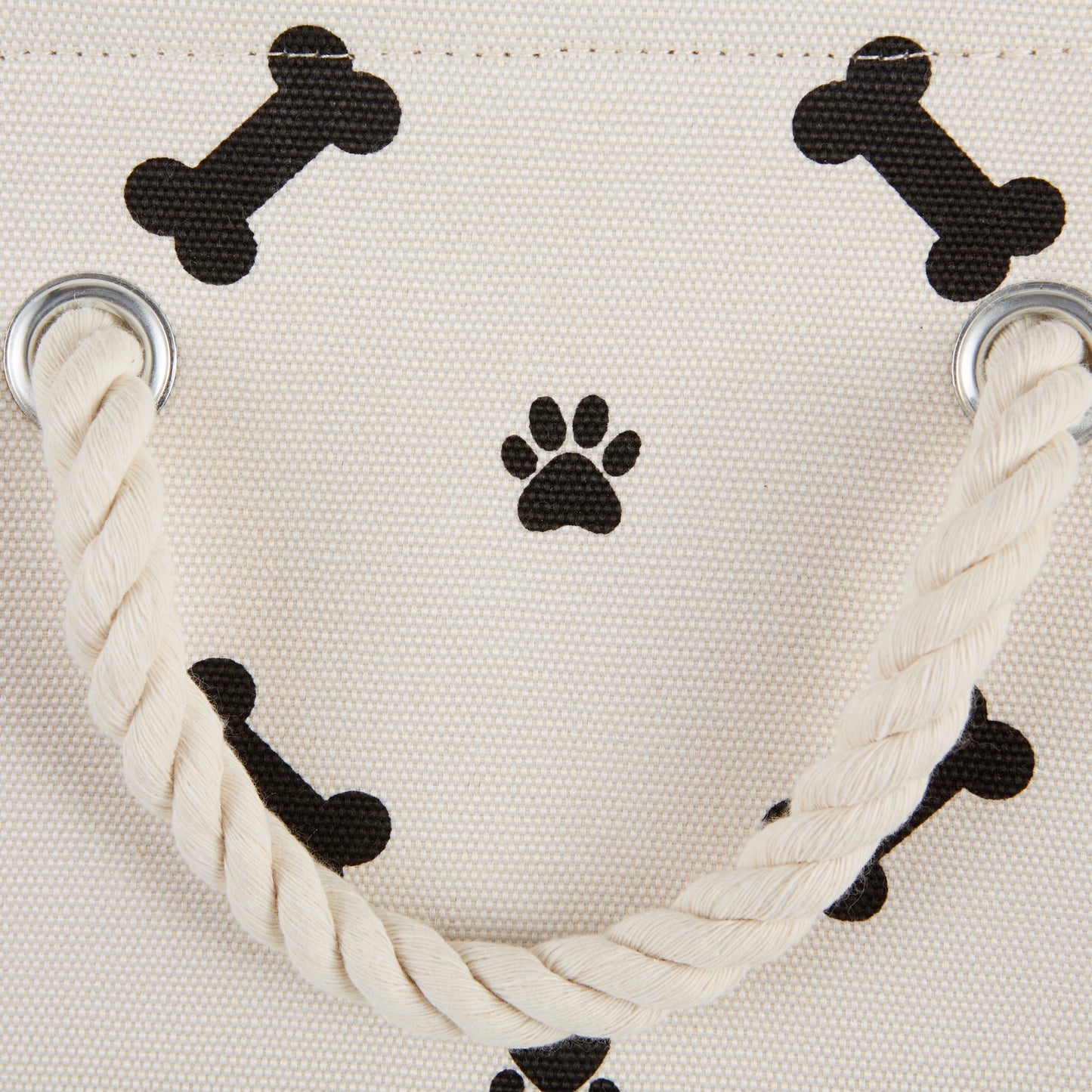 Polyester Pet Bin Paw/Bone Black Rectangle Large 17.5X12X15
