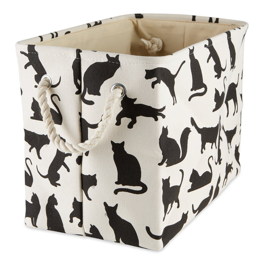 Bone Dry Collapsible Pet Storage Bin, Cat's Meow Print, Black/White, Large - 17.5x12x15"