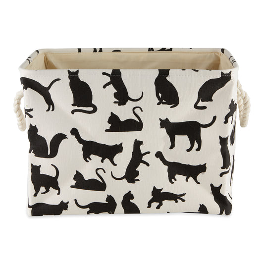 Bone Dry Collapsible Pet Storage Bin, Cat's Meow Print, Black/White, Large - 17.5x12x15"