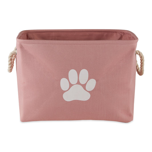 Collapsible Pet Storage Bin, Paw Print, Rose, Medium - 16x10x12"