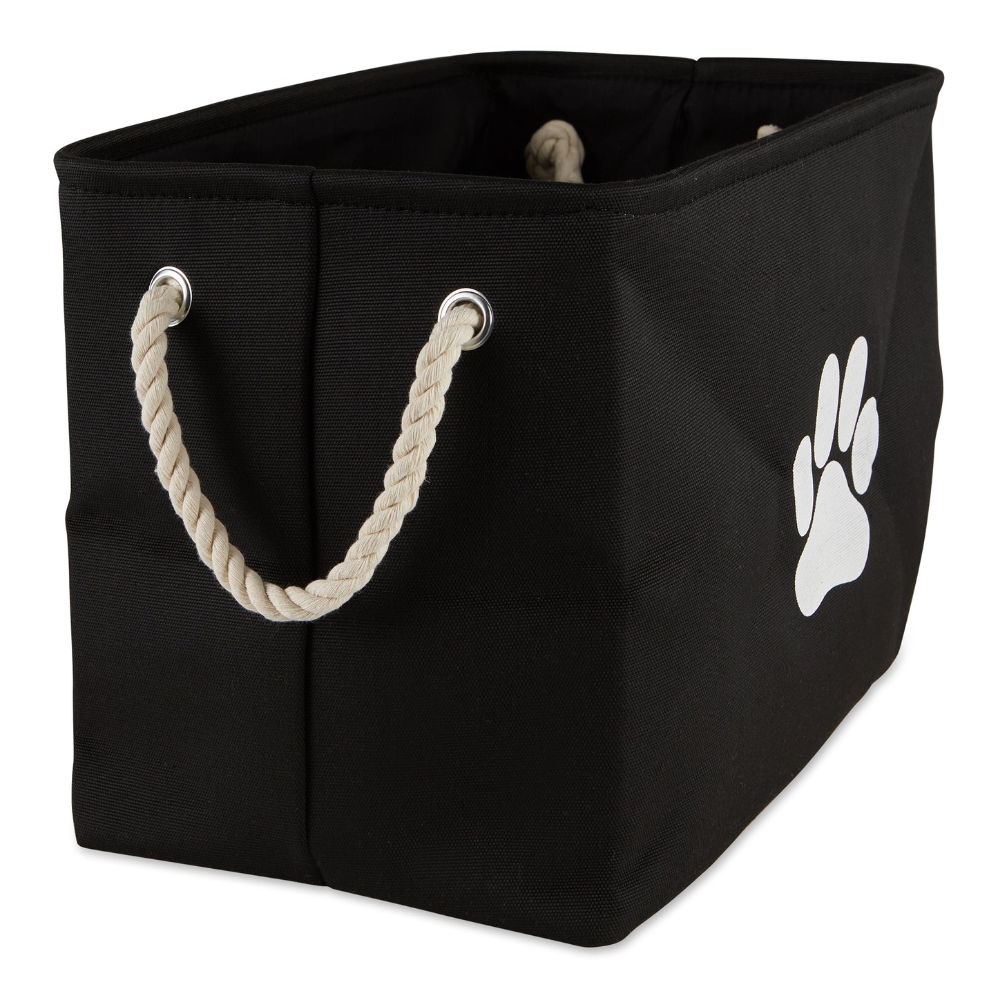 Polyester Pet Bin Paw Black Rectangle Small 14X8X9