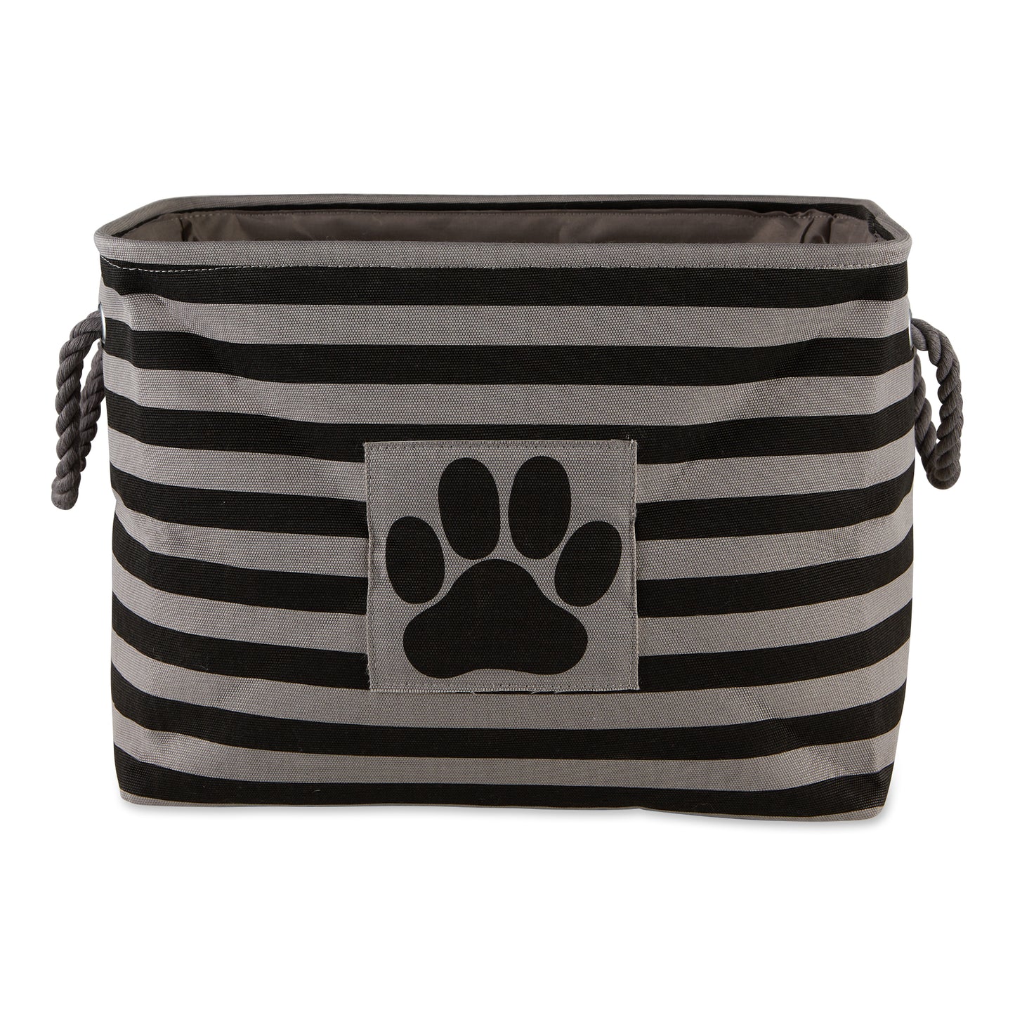 Bone Dry Pet Storage Bin, Striped Paw Patch, Black, Small - 14x8x9"