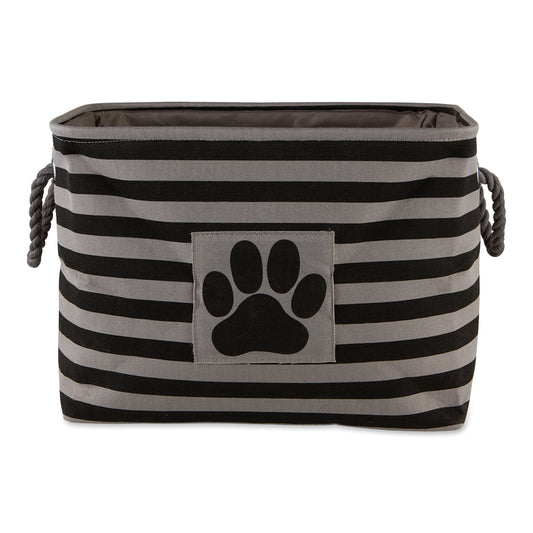 Bone Dry Pet Storage Bin, Striped Paw Patch, Black, Medium - 16x10x12"