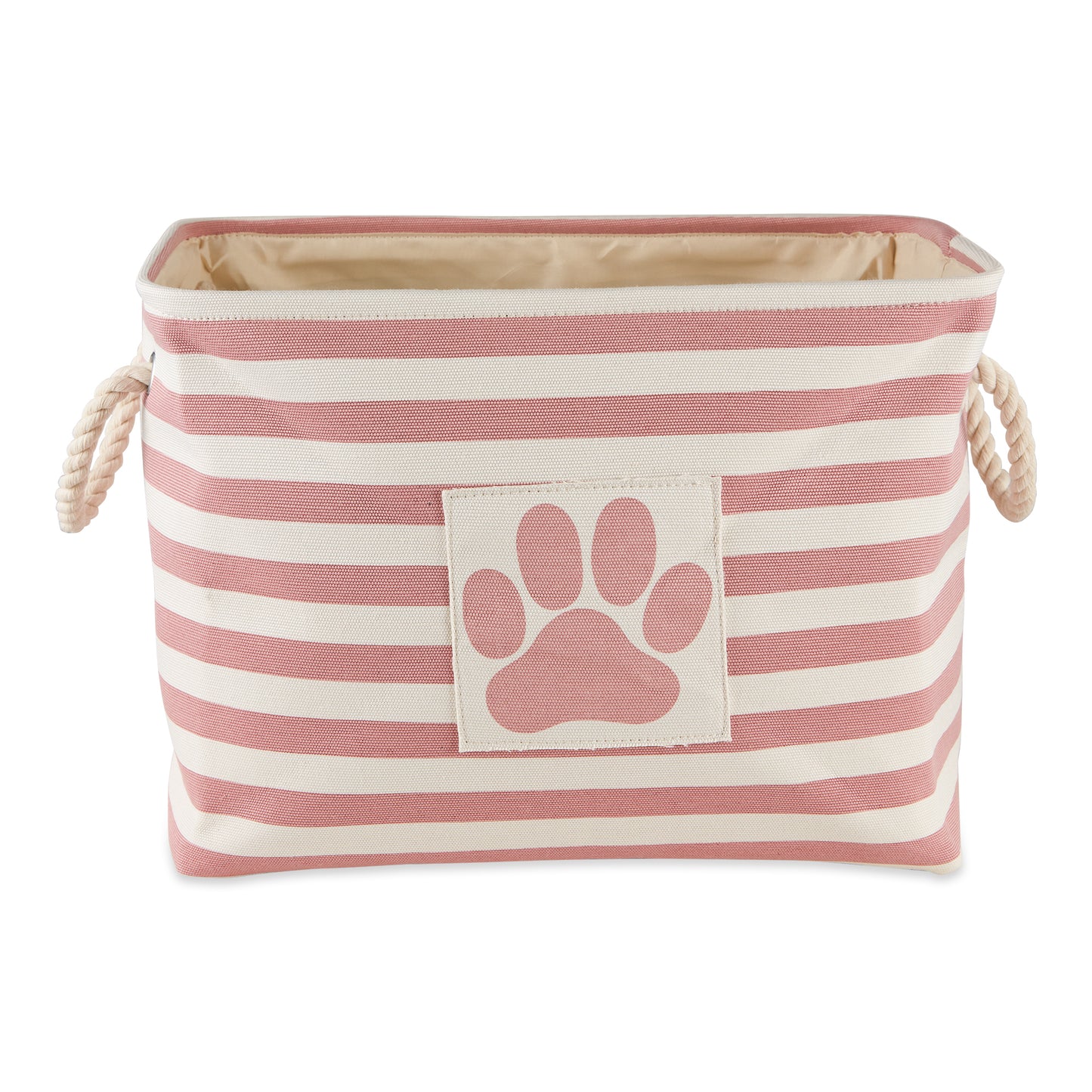 Bone Dry Pet Storage Bin, Striped Paw Patch, Rose, Large - 17.5x12x15"