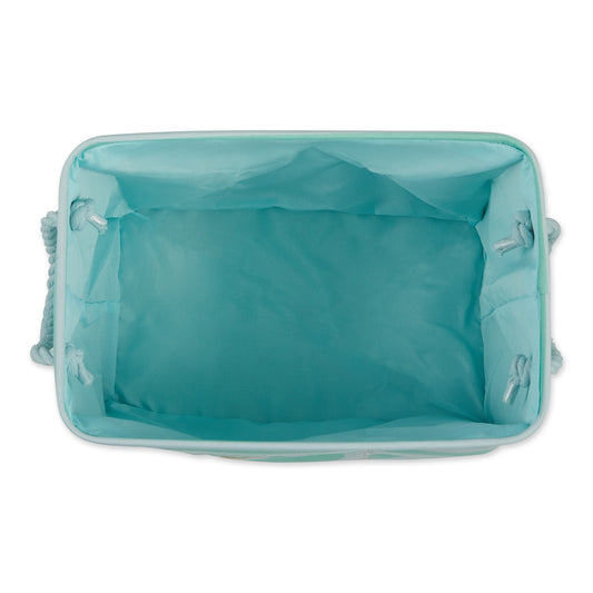 Polyester Pet Bin Stripe With Paw Patch Aqua Rectangle Medium 16X10X12