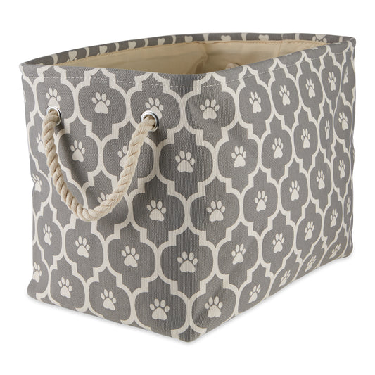 Bone Dry Pet Storage Bin, Lattice Paw Print, Gray, Medium  - 16x10x12"