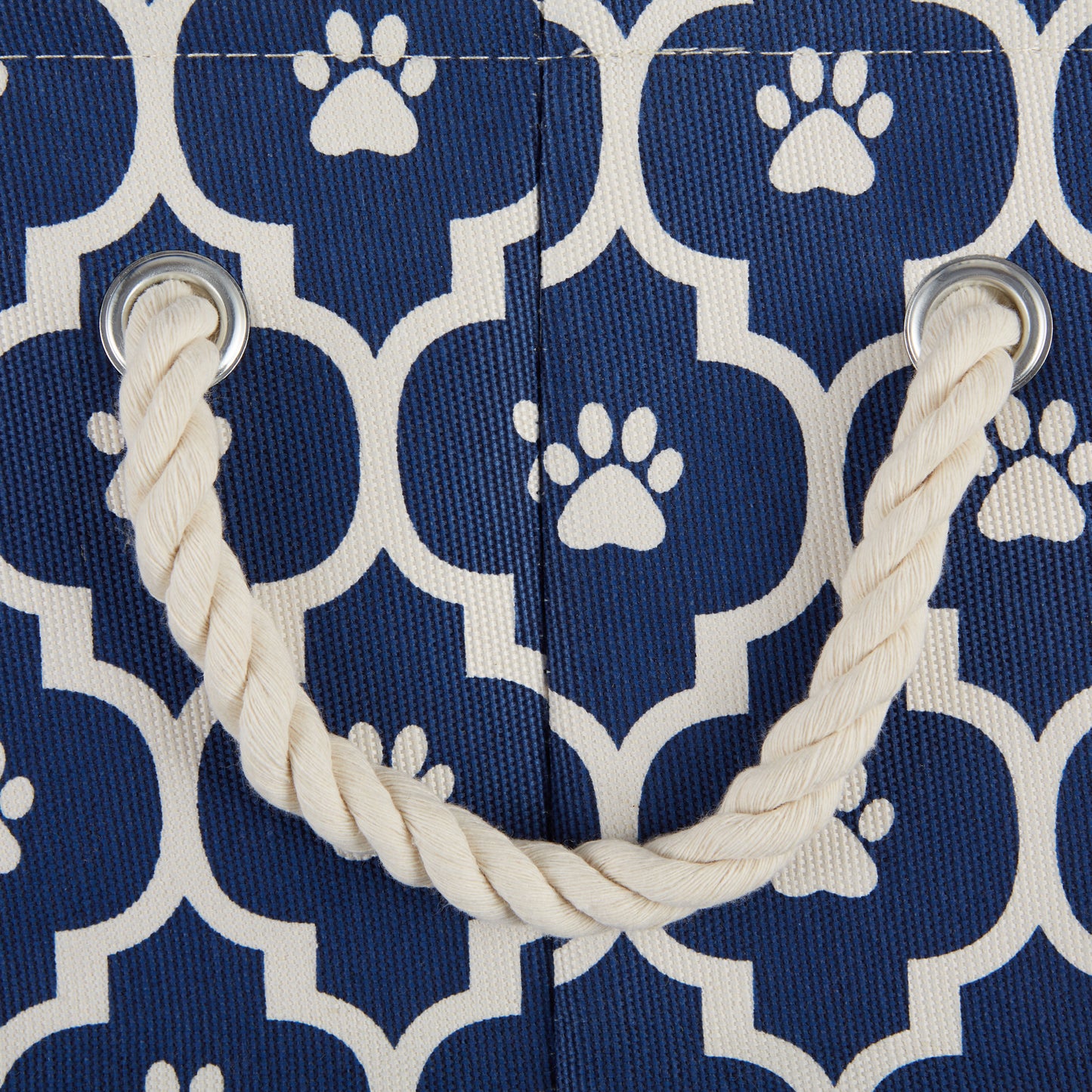 Bone Dry Pet Storage Bin, Lattice Paw Print, Nautical Blue, Small Round - 12x9"