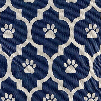 Polyester Pet Bin Lattice Paw Nautical Blue Round Small 9X12X12