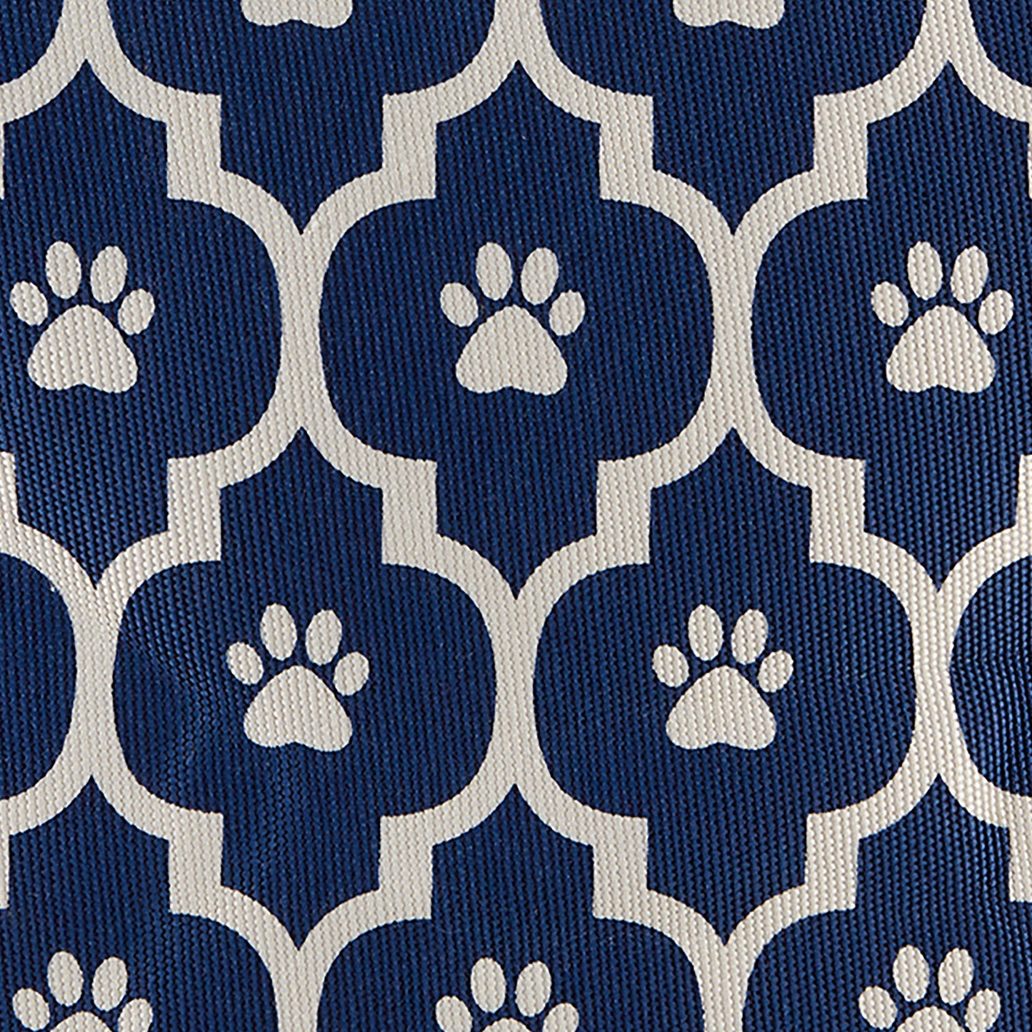 Polyester Pet Bin Lattice Paw Nautical Blue Round Medium 12X15X15