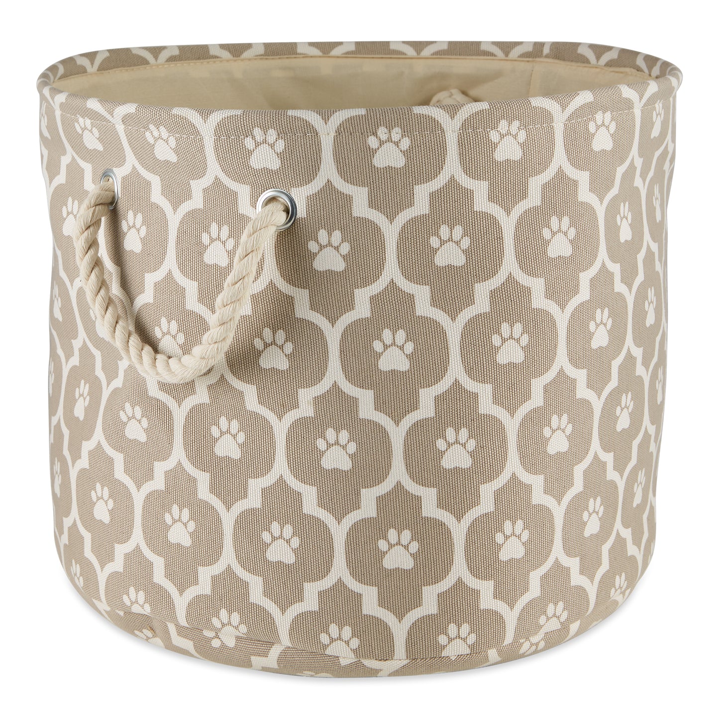 Polyester Pet Bin Lattice Paw Stone Round Small 9X12X12