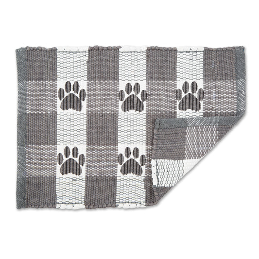 Gray & White Printed Paw Pet Feeding Mat 12X18 Set of 2