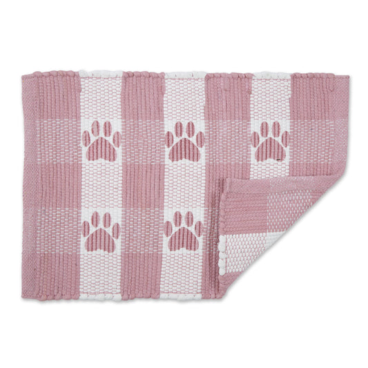 Rose & White Printed Paw Pet Feeding Mat 12X18 Set of 2