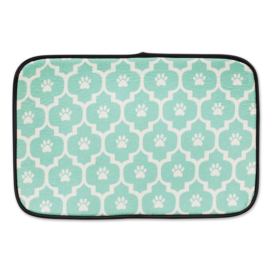 Aqua/Off White Lattice Paw Pet Mat
