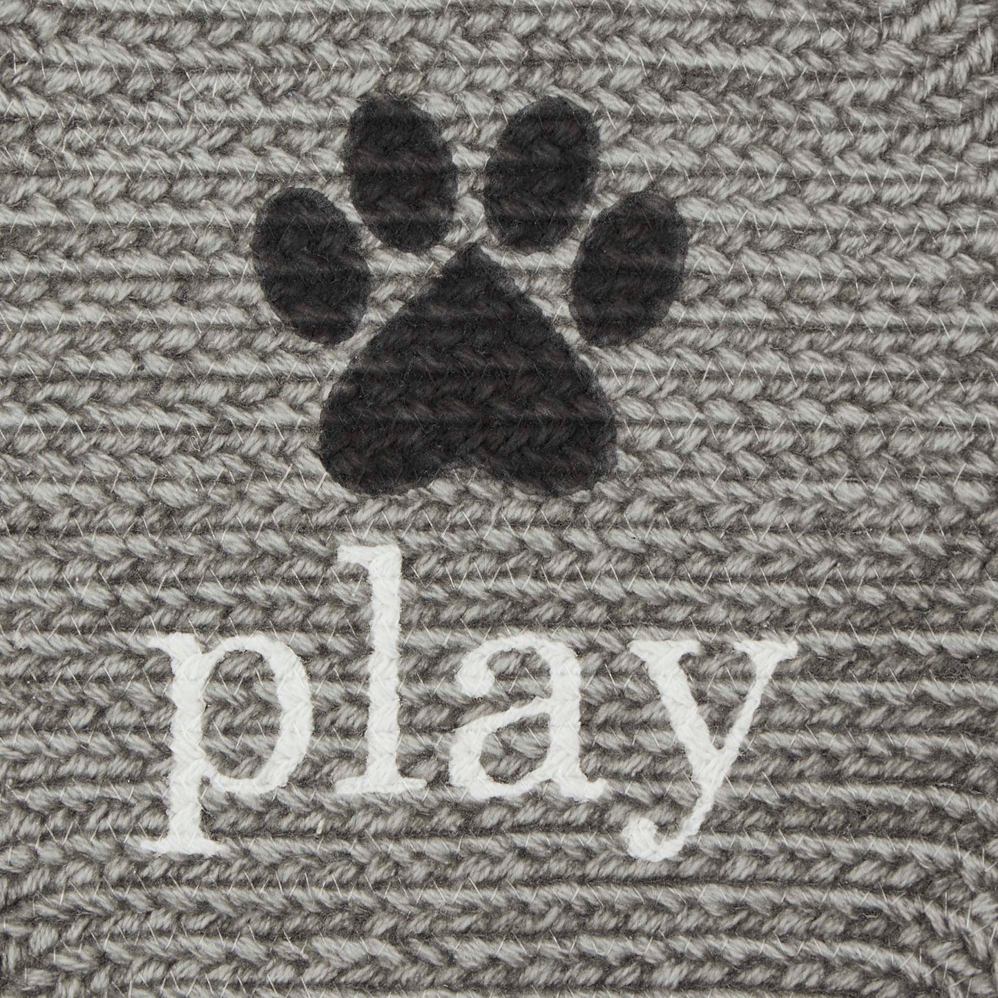 Gray Eat Play Love Bone Shaped Pet Mat 16X24