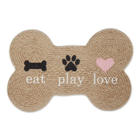 Stone Eat Play Love Bone Shaped Pet Mat 16X24