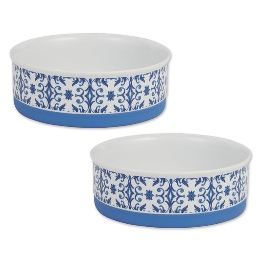 Blue Tile Pet Bowl Set of 2, Medium - 1.5 C. Capacity