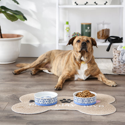 Pet Bowl Portuguese Tile Medium 6Dx2H Set of 2