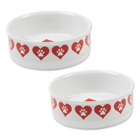 Heart Paw Pet Bowl Set/2, Medium - 1.5 C Capacity