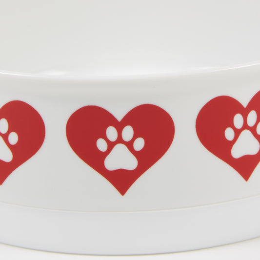 Heart Paw Pet Bowl Set/2, Large 3.75 C. Capacity