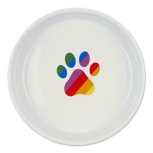 Rainbow Paw Pet Bowl Set/2, Large 3.75 C. Capacity