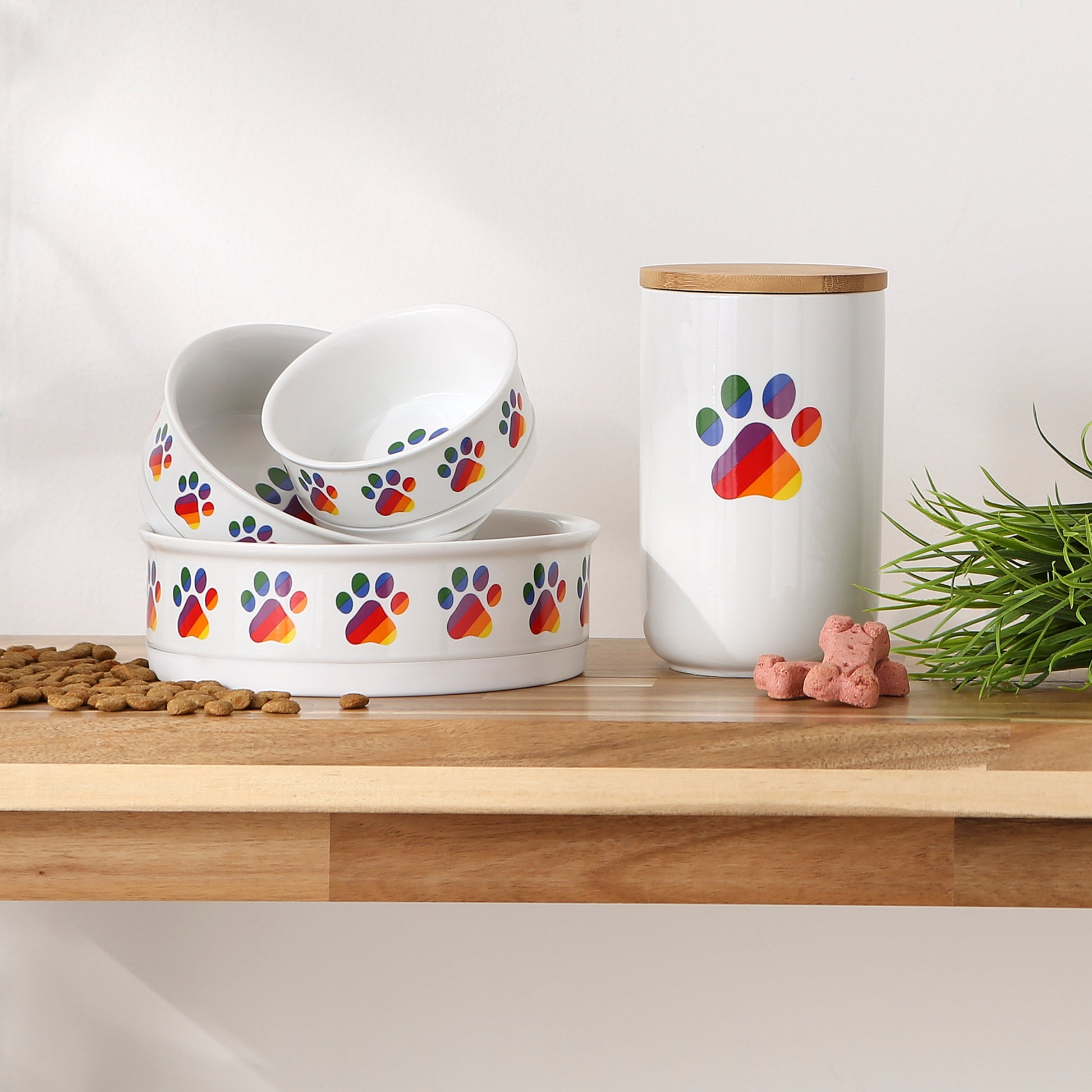 Rainbow Paw Ceramic Treat Canister