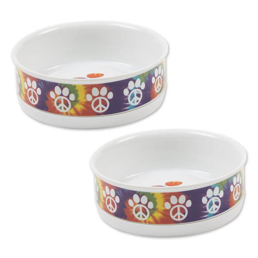 Peace Paw Pet Bowl Set/2, Medium - 1.5 C. Capacity