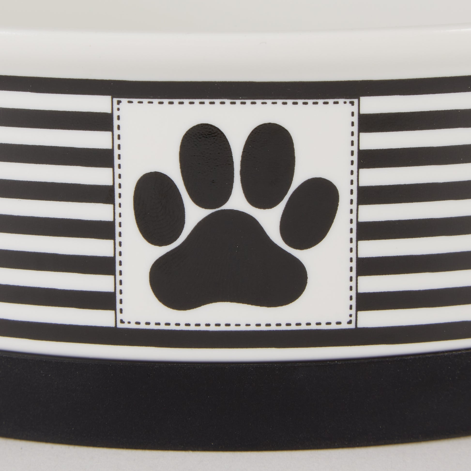 Pet Bowl Paw Patch Stripe Black Small 4.25Dx2H Set of 2