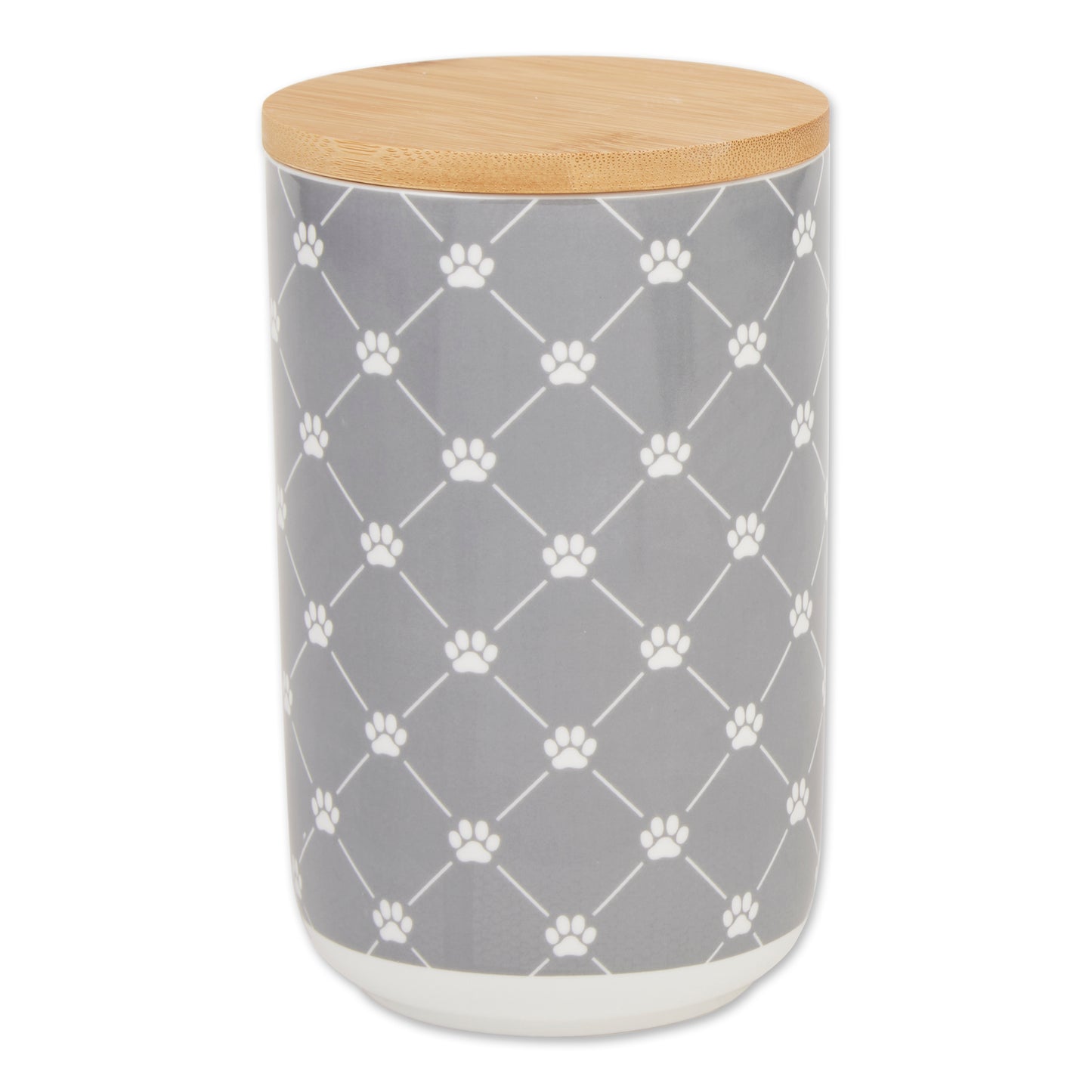 Gray Trellis Paw Print Pet Treat Canister - 4.5 Cup Capacity