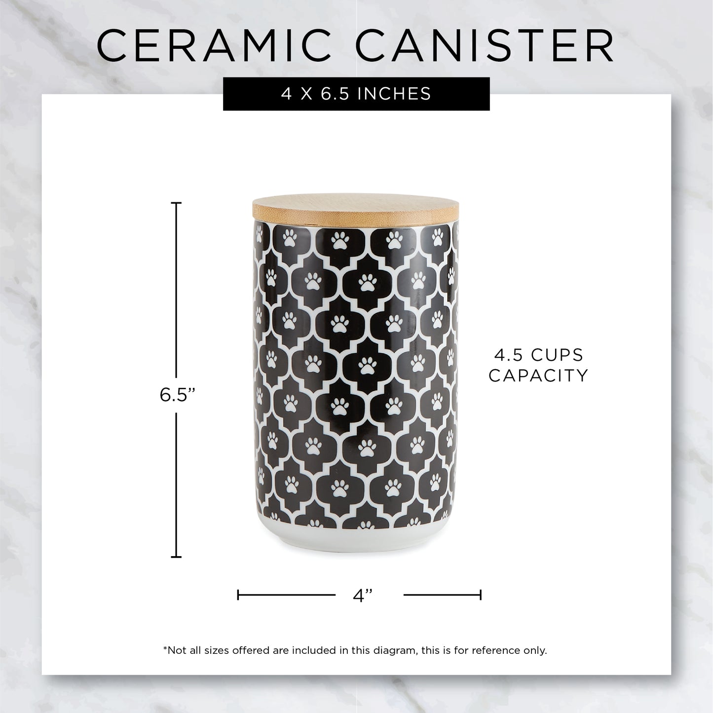 Gray Trellis Paw Ceramic Treat Canister