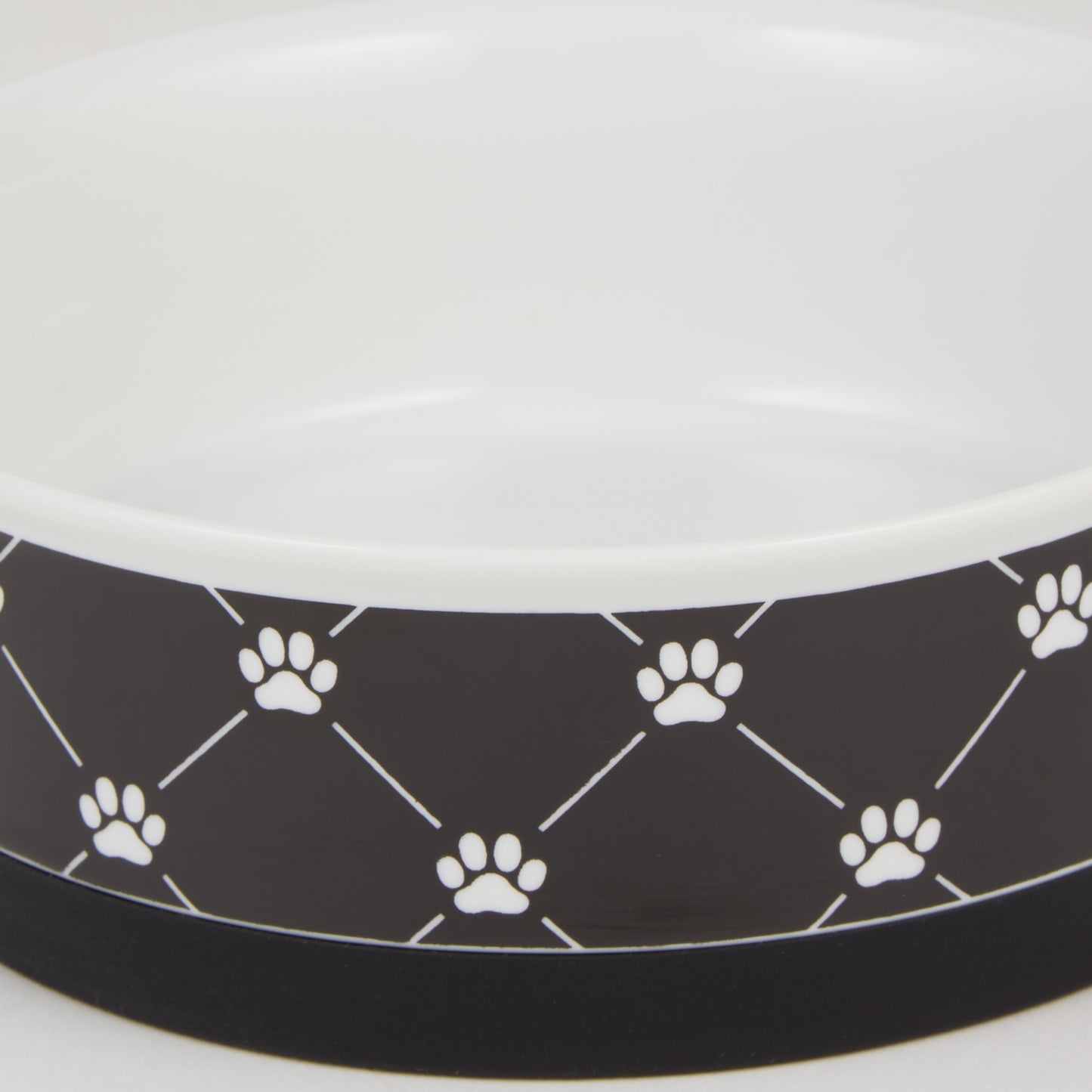 Black Trellis Paw Print Pet Bowl Set/2, Large 3.75 C. Capacity