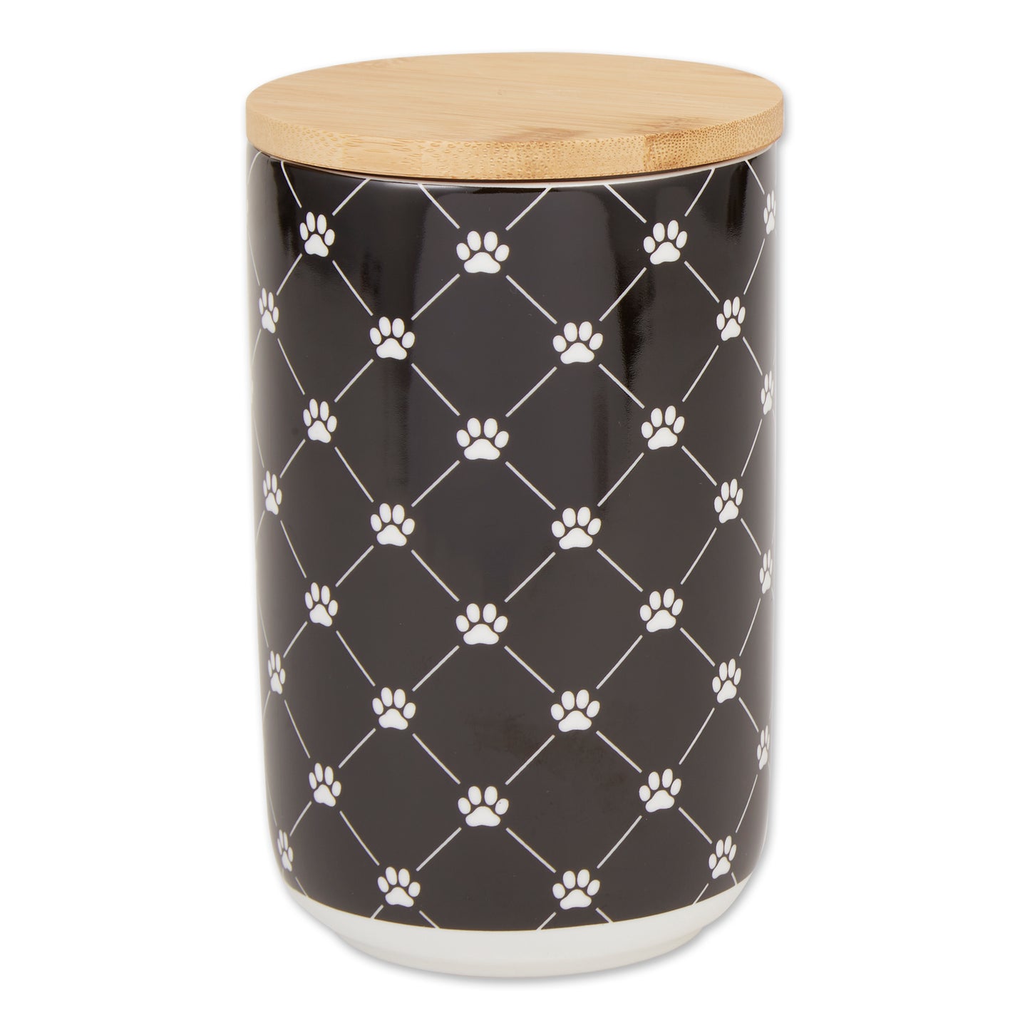 Black Trellis Paw Print Pet Treat Canister - 4.5 Cup Capacity