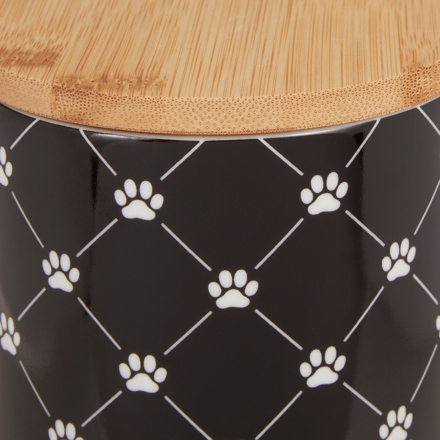 Black Trellis Paw Print Pet Treat Canister - 4.5 Cup Capacity