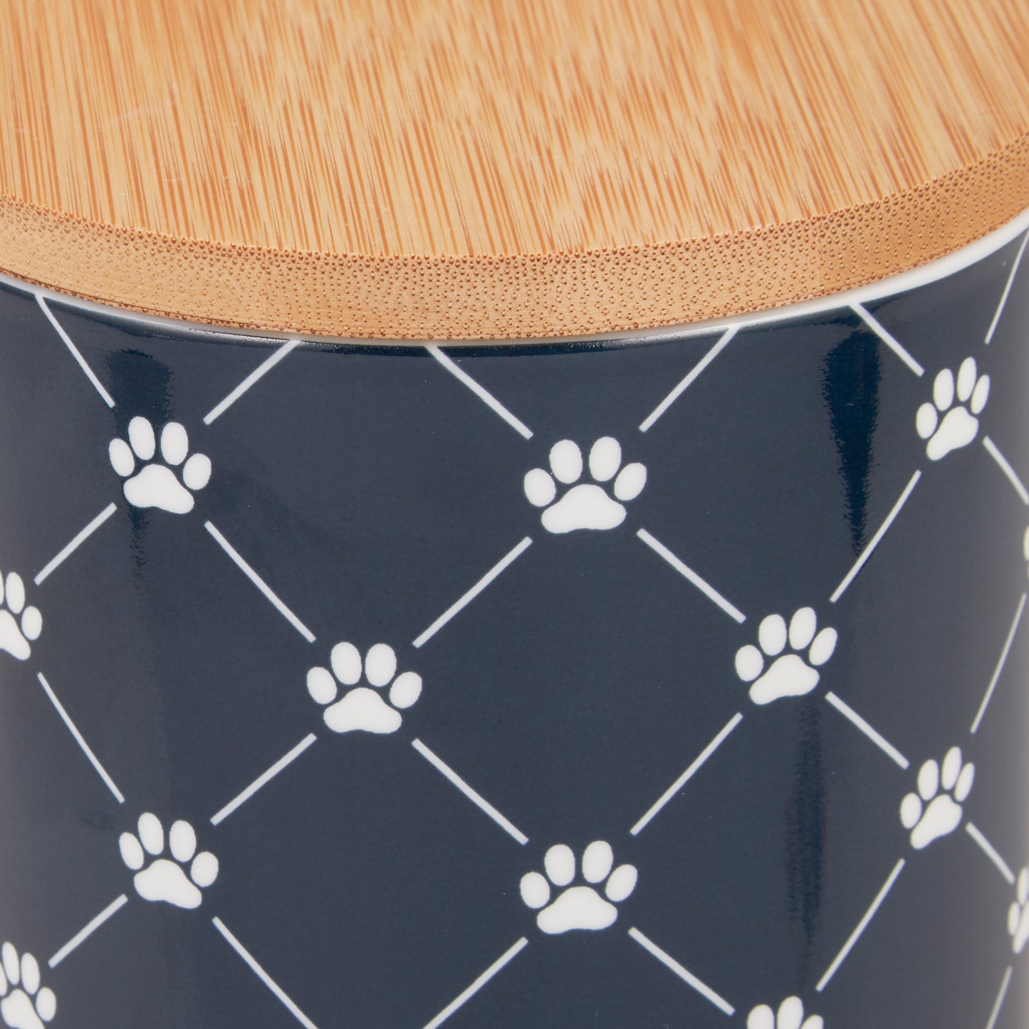 Navy Trellis Paw Print Pet Treat Canister - 4.5 Cup Capacity