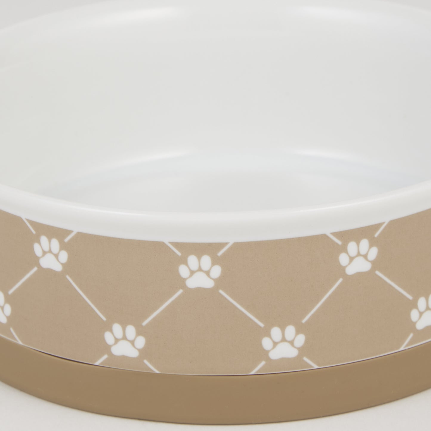 Taupe Trellis Paw Print Pet Bowl Set/2, Small - 3/4 C Capacity