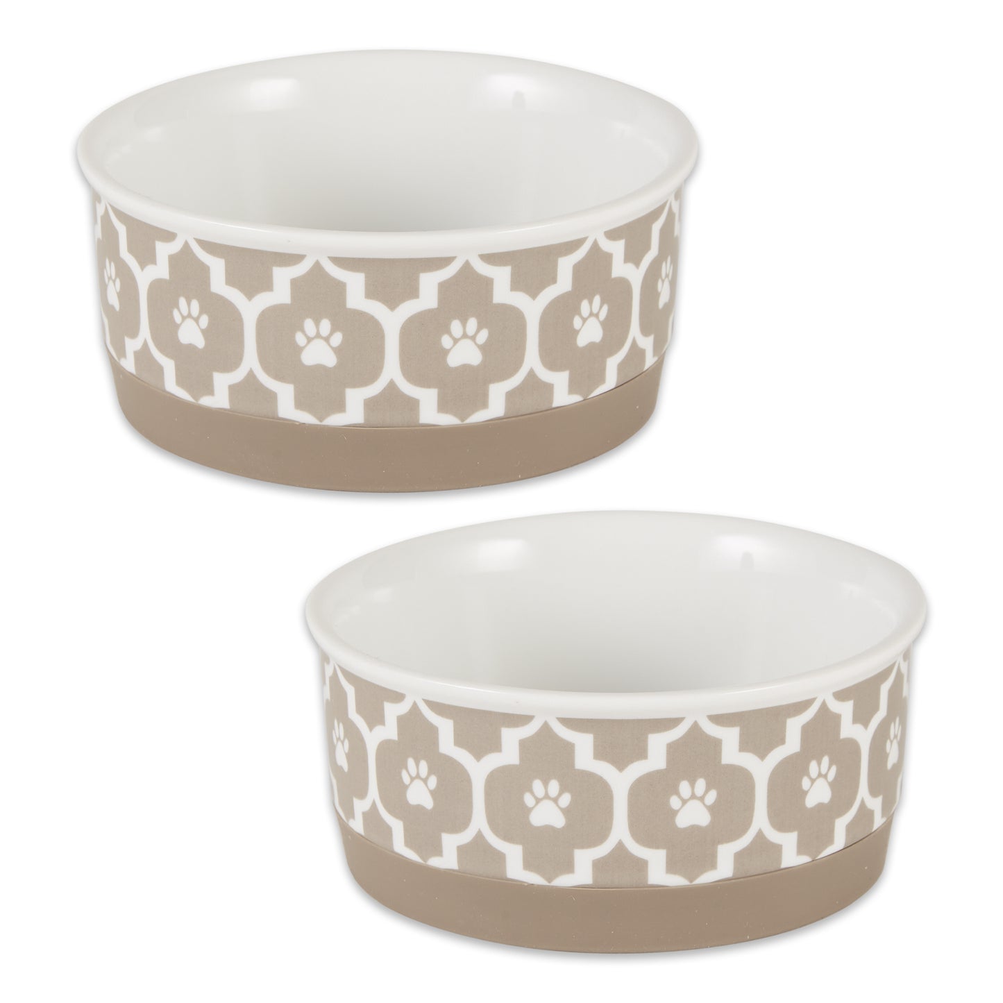 Stone Lattice Paw Print Pet Bowl Set of 2, Small - 3/4 C Capacity