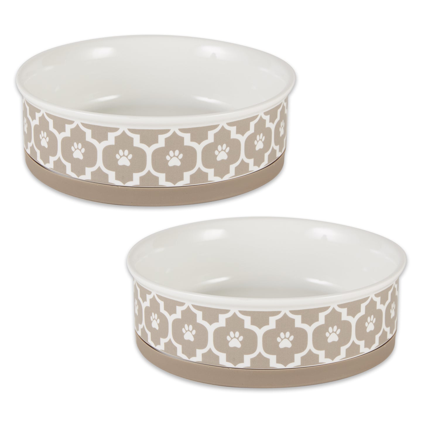 Stone Lattice Paw Print Pet Bowl Set of 2, Large 3.75 C. Capacity